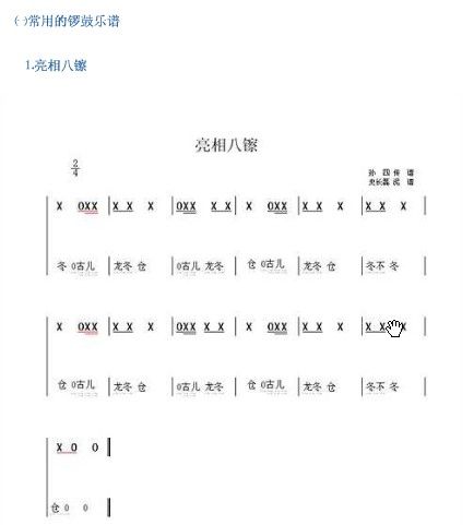婺剧常用锣鼓谱